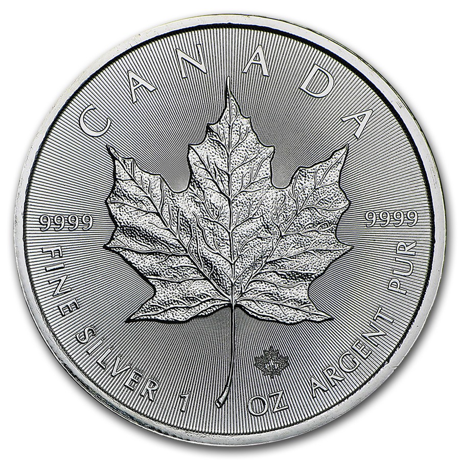 2016 Kanadai Maple Leaf befektetési ezüstérme hátlapja.