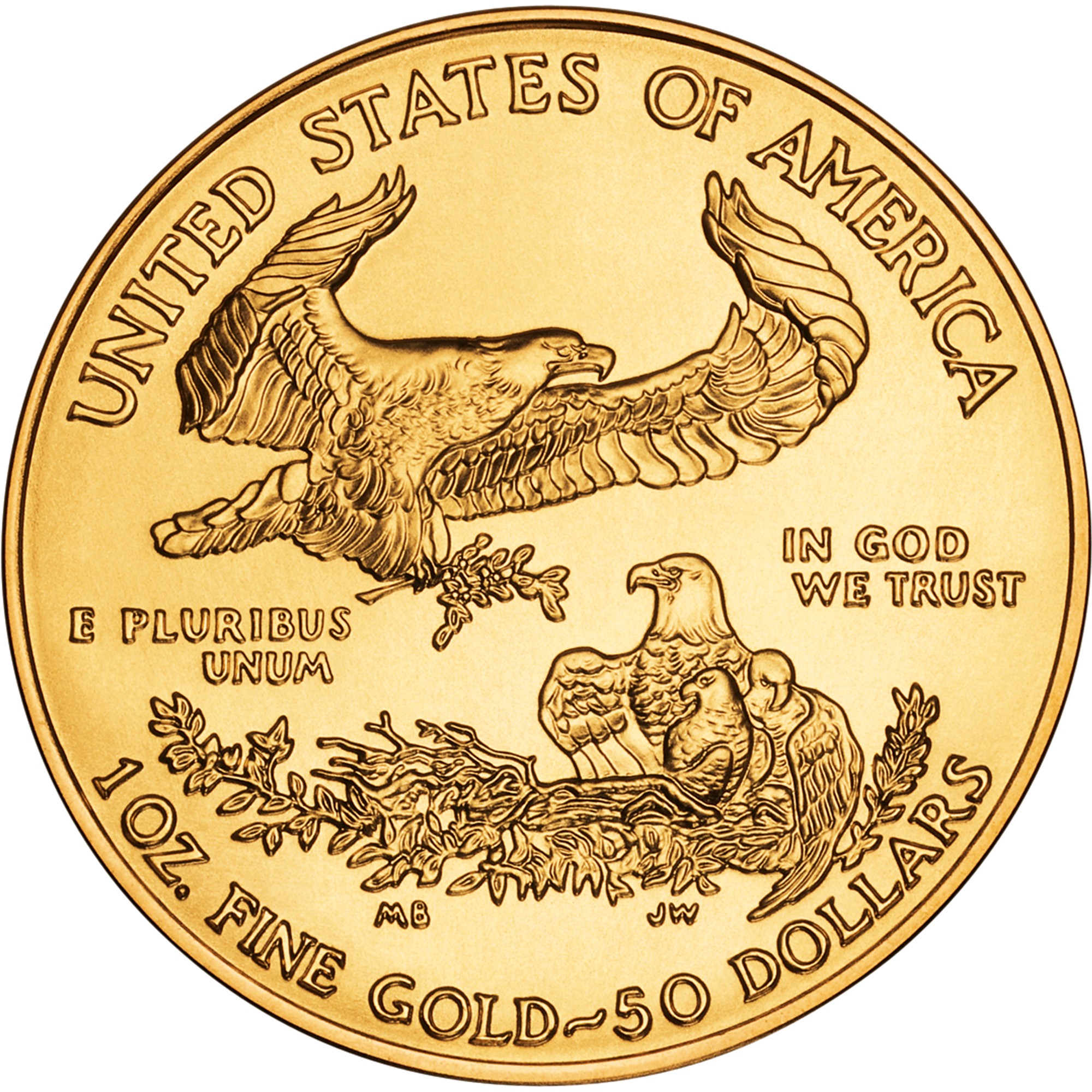 1 unciás Amerikai Sas befektetési arany érme hátlapja  American Gold Eagle