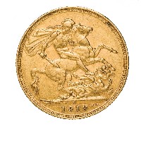 Perth Mint által vert sovereign aranyérme 1918-ból - hátlap