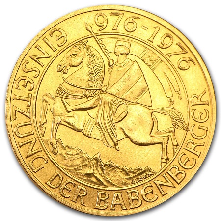 Ausztria 1000 schilling Babenberger aranyérme .900