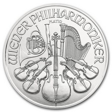 Bécsi FIlharmonikusok 1 unciás platina érme előlap Bécsi FIlharmonikusok 1 unciás platina érme előlap