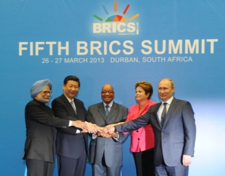 A BRICS-országok vezetői Durbanben. Forrás: africarguments.org, Conclude Zrt.