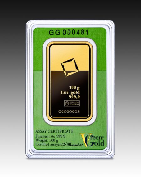 Valcambi Zöld Arany 100 gramm befektetési aranylapka