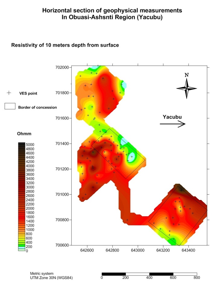 Horizontális metszetlap a geofizikai tanulmányból