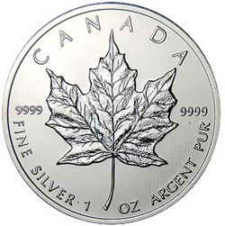 Maple Leaf befektetési ezüst érme 1 uncia, 9999 Fine Silver Canada